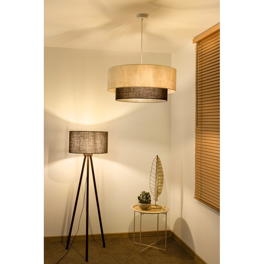 Brilagi - Suspension LED sur câble BOHO STYLE 3xE27/15W/230V Ø 60 cm crème/marron