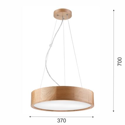 Brilagi - Suspension LED sur câble CARVALHO 2xE27/60W/230V chêne Ø 37 cm