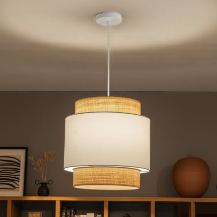 Brilagi - Suspension LED sur câble CERIA 1xE27/40W/230V Ø 40 cm beige/blanc