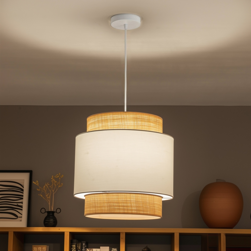Brilagi - Suspension LED sur câble CERIA 1xE27/40W/230V Ø 40 cm beige/blanc