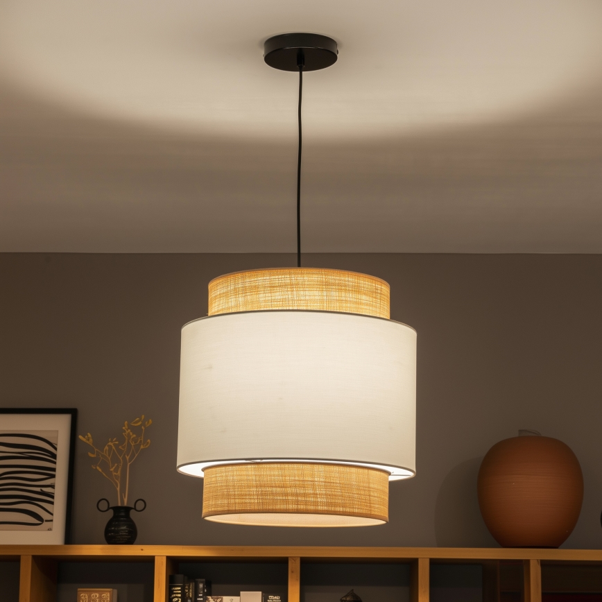 Brilagi - Suspension LED sur câble CERIA 1xE27/40W/230V Ø 40 cm noir/beige/blanc