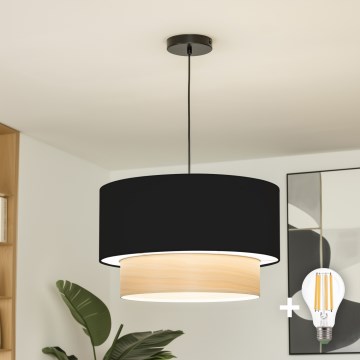 Brilagi - Suspension LED sur câble CERIA 1xE27/40W/230V Ø 50 cm noir/beige