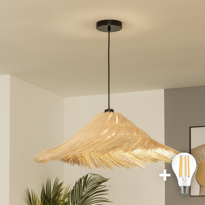 Brilagi - Suspension LED sur câble CERIA BOHO 1xE27/40W/230V Ø 100 cm en rotin
