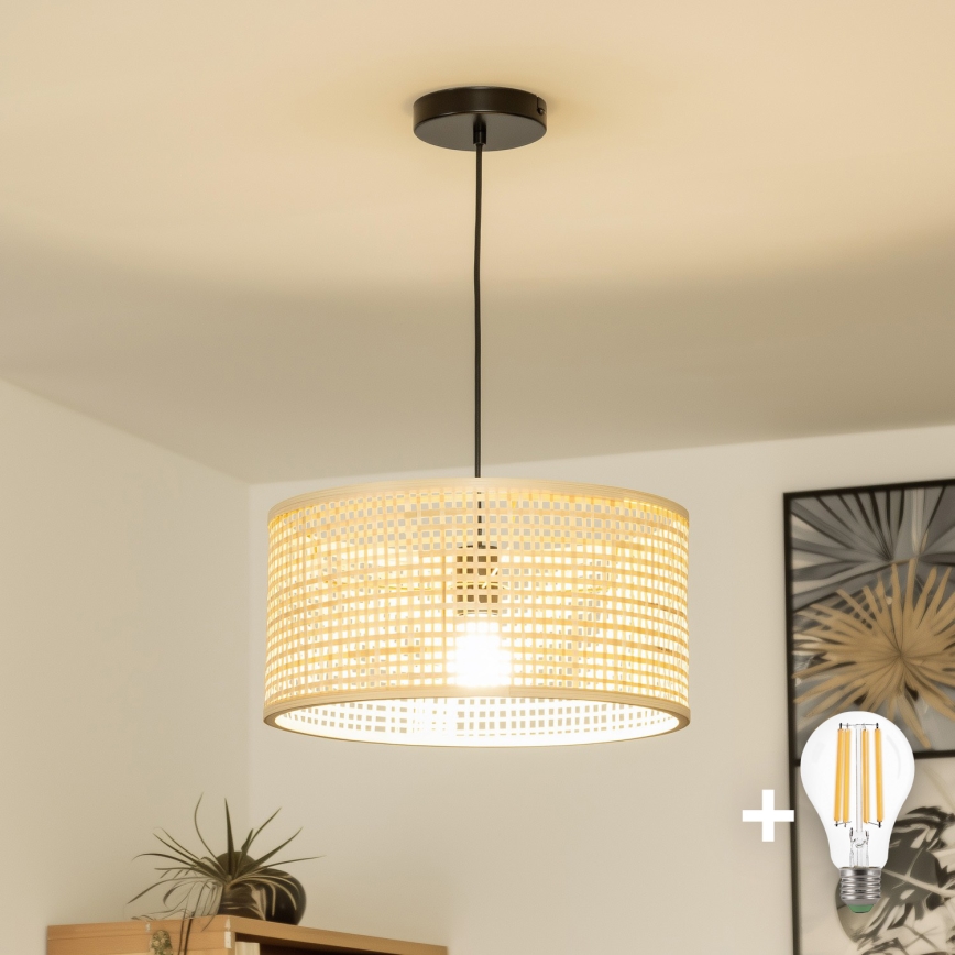 Brilagi - Suspension LED sur câble CERIA BOHO 1xE27/40W/230V Ø 25 cm en bambou