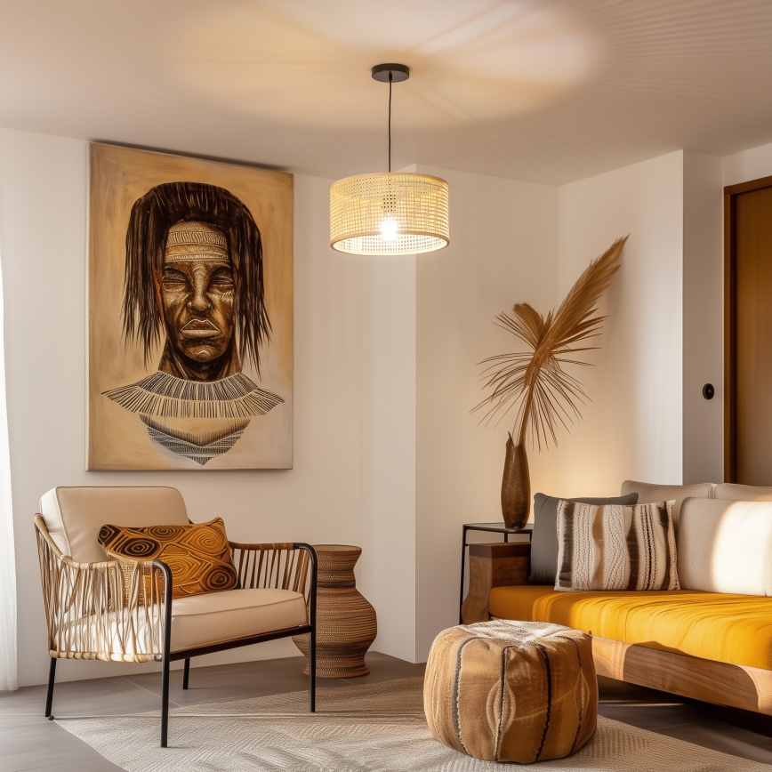 Brilagi - Suspension LED sur câble CERIA BOHO 1xE27/40W/230V Ø 25 cm en bambou