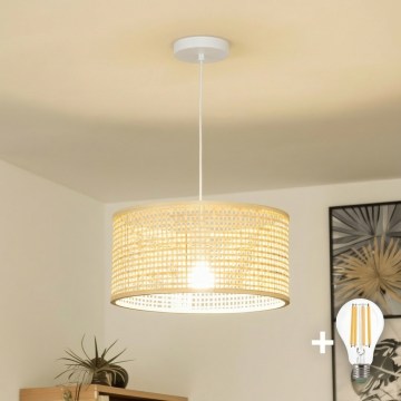 Brilagi - Suspension LED sur câble CERIA BOHO 1xE27/40W/230V Ø 40 cm bambou
