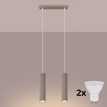 Brilagi - Suspension LED sur câble CRESTO 2xGU10/10W/230V taupe
