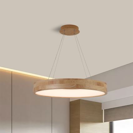 Brilagi - Suspension LED sur câble FALCON WOOD LED/40W/230V 3000/4000/6000K Ø 60 cm bois