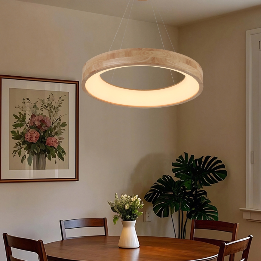 Brilagi - Suspension LED sur câble FALCON WOOD LED/40W/230V 3000/4000/6000K Ø 60 cm bois