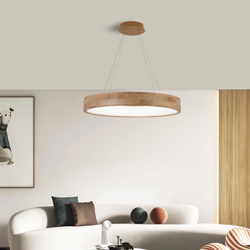 Brilagi - Suspension LED sur câble FALCON WOOD LED/40W/230V 3000/4000/6000K Ø 60 cm bois