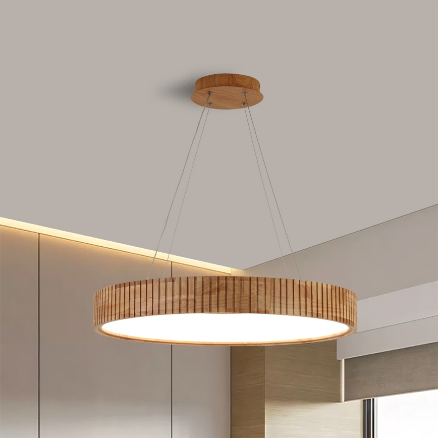 Brilagi - Suspension LED sur câble FALCON WOOD MODERN LED/40W/230V 3000/4000/6000K Ø 60 cm en bois