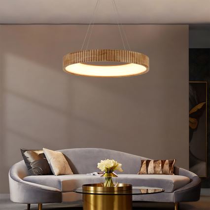 Brilagi - Suspension LED sur câble FALCON WOOD MODERN LED/40W/230V 3000/4000/6000K Ø 60 cm en bois