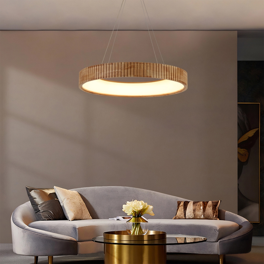 Brilagi - Suspension LED sur câble FALCON WOOD MODERN LED/40W/230V 3000/4000/6000K Ø 60 cm en bois