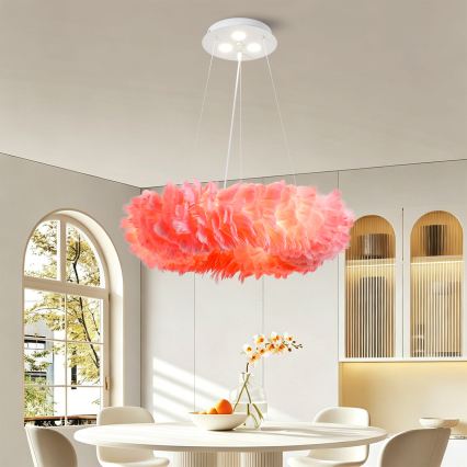 Brilagi - Suspension LED sur câble FEATHER, 3x E27 (max. 40W, 230V) + 3x LED 3W intégrées, Ø 50 cm, rose