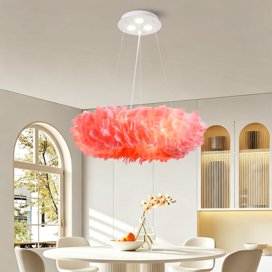 Brilagi - Suspension LED sur câble FEATHER, 3x E27 (max. 40W, 230V) + 3x LED 3W intégrées, Ø 50 cm, rose