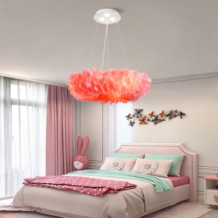 Brilagi - Suspension LED sur câble FEATHER, 3x E27 (max. 40W, 230V) + 3x LED 3W intégrées, Ø 50 cm, rose