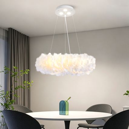 Brilagi - Suspension LED sur câble FEATHER 3xE27/40W/230V + 3xLED/3W Ø 50 cm blanche