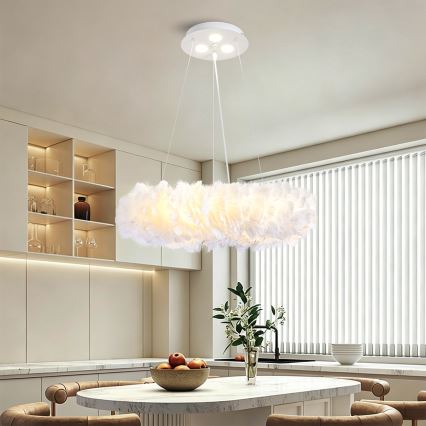 Brilagi - Suspension LED sur câble FEATHER 3xE27/40W/230V + 3xLED/3W Ø 50 cm blanche