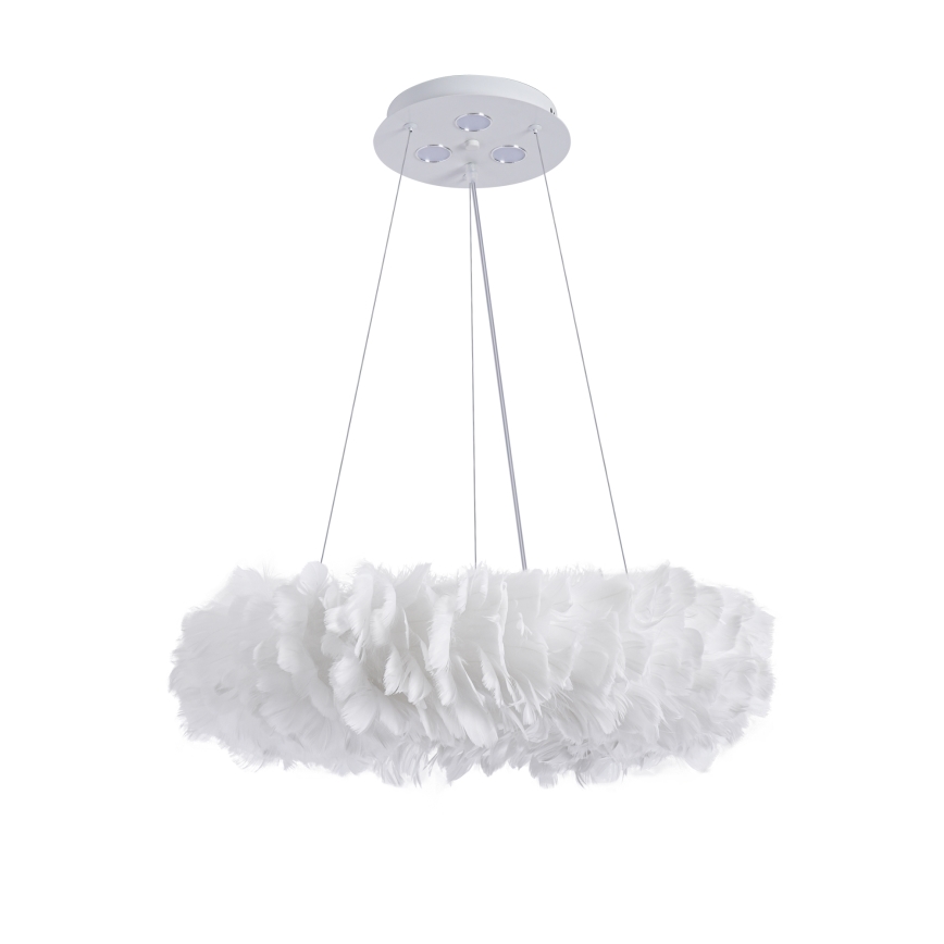 Brilagi - Suspension LED sur câble FEATHER 3xE27/40W/230V + 3xLED/3W Ø 50 cm blanche