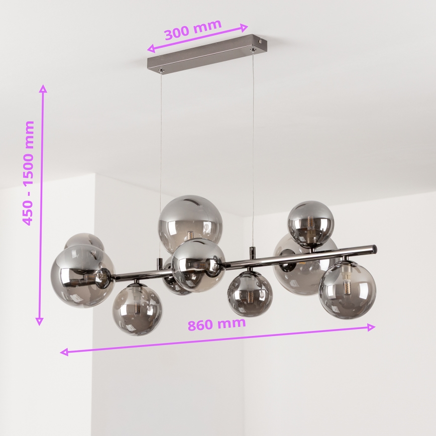 Brilagi - Suspension LED sur câble MILLA 10xG9/3W/230V chrome noir/fumé