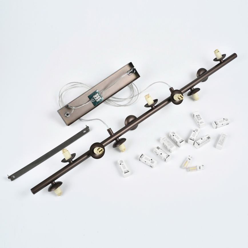 Brilagi - Suspension LED sur câble MILLA 10xG9/3W/230V marron/marron fumé