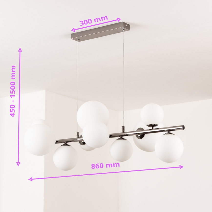 Brilagi - Suspension LED sur câble MILLA 10xG9/3W/230V noir chromé/blanc