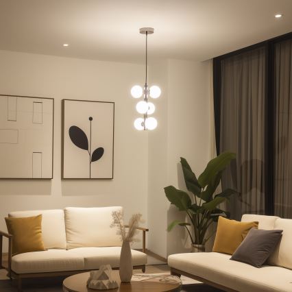 Brilagi - Suspension LED sur câble MILLA 6xG9/3W/230V chrome noir/blanc