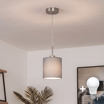 Brilagi - Suspension LED sur câble NUBILA 1xE27/60W/230V Ø 14 cm gris clair