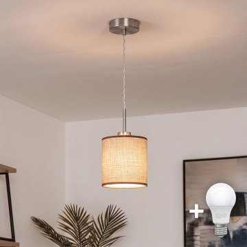 Brilagi - suspension LED sur câble NUBILA 1xE27/60W/230V Ø 14 cm marron