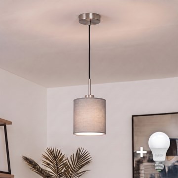 Brilagi - Suspension LED sur câble NUBILA 1xE27/60W/230V Ø 14 cm noir/gris clair
