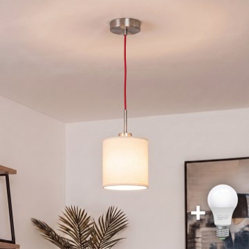 Brilagi - Suspension LED sur câble NUBILA 1xE27/60W/230V Ø 14 cm rouge/crème