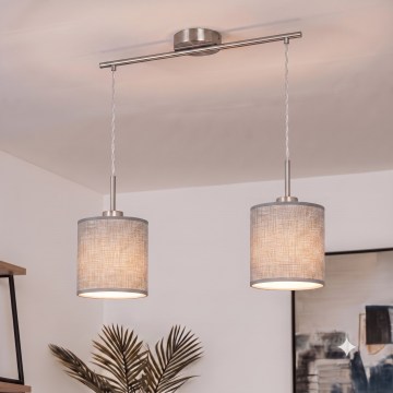 Brilagi - Suspension LED sur câble NUBILA 2xE27/60W/230V grise
