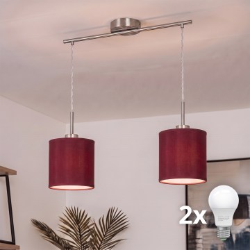 Brilagi - Suspension LED sur câble NUBILA 2xE27/60W/230V rouge pompéien