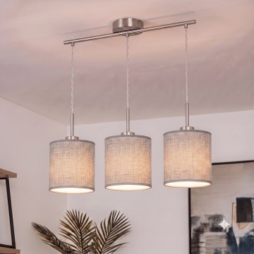 Brilagi - Suspension LED sur câble NUBILA 3xE27/60W/230V gris