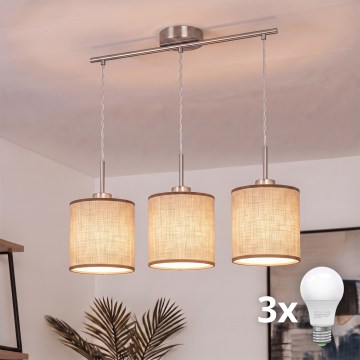 Brilagi - Suspension LED sur câble NUBILA 3xE27/60W/230V marron