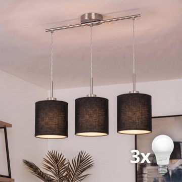 Brilagi - Suspension LED sur câble NUBILA 3xE27/60W/230V noire