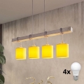 Brilagi - Suspension LED sur câble NUBILA 4xE27/60W/230V gris/jaune
