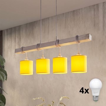 Brilagi - Suspension LED sur câble NUBILA 4xE27/60W/230V gris/jaune