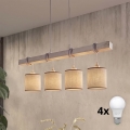 Brilagi - Suspension LED sur câble NUBILA 4xE27/60W/230V gris/marron