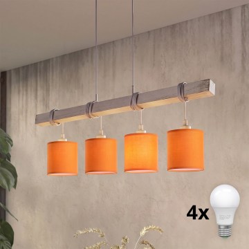 Brilagi - Suspension LED sur câble NUBILA 4xE27/60W/230V gris/orange