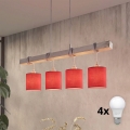 Brilagi - Suspension LED sur câble NUBILA 4xE27/60W/230V gris/rouge