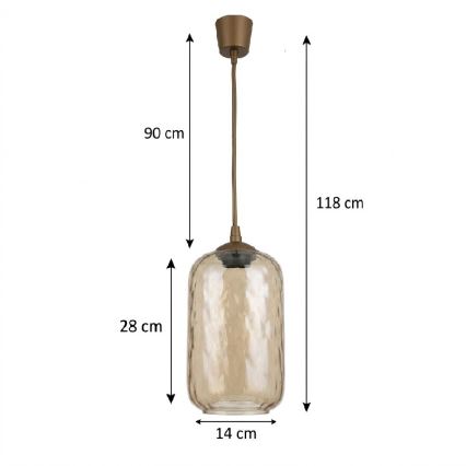 BRILAGI - Suspension LED sur câble RETRO GLASS 1xE27/60W/230V Ø 14 cm marron/marron fumé