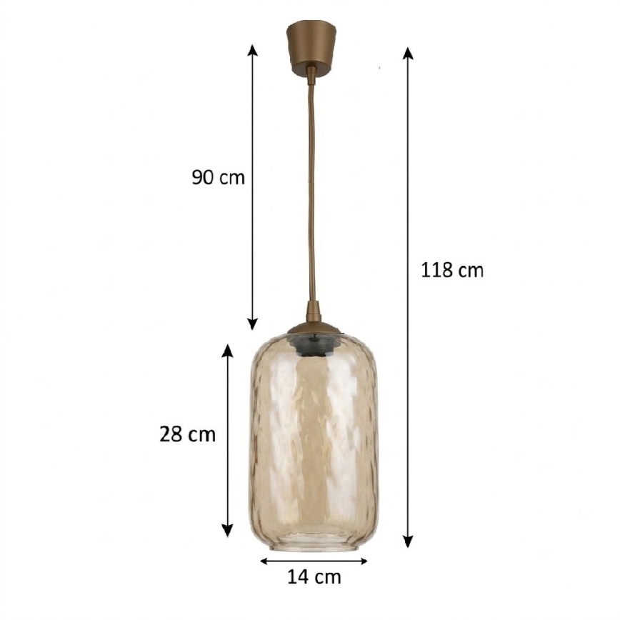 BRILAGI - Suspension LED sur câble RETRO GLASS 1xE27/60W/230V Ø 14 cm marron/marron fumé