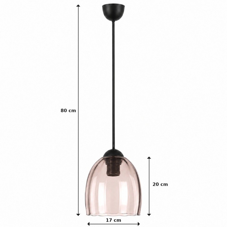 BRILAGI - Suspension LED sur câble RETRO GLASS 1xE27/60W/230V Ø 17 cm noir / beige fumé