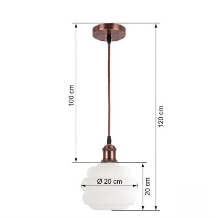 BRILAGI - Suspension LED sur câble RETRO GLASS 1 x E27/60W/230V Ø 20 cm cuivré/blanc
