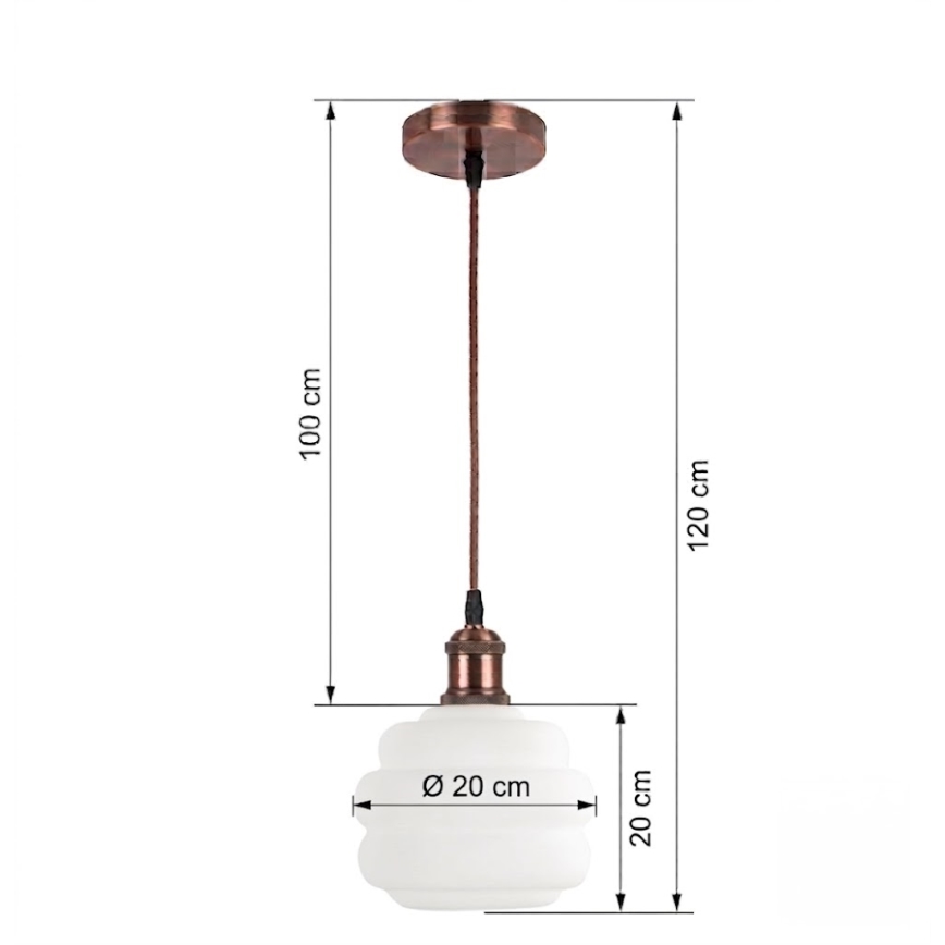 BRILAGI - Suspension LED sur câble RETRO GLASS 1 x E27/60W/230V Ø 20 cm cuivré/blanc
