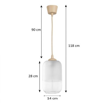 Brilagi - Suspension LED sur câble RETRO GLASS 1x E27/60W/230V Ø 14 cm beige/blanc