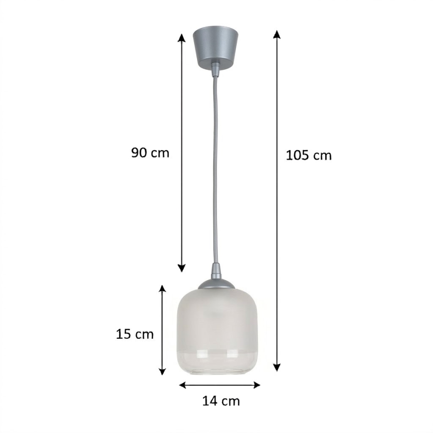 BRILAGI - Suspension LED sur câble RETRO GLASS 1xE27/60W/230V Ø 14 cm argenté/blanc