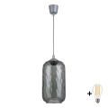 BRILAGI - Suspension LED sur câble RETRO GLASS 1xE27/60W/230V Ø 14 cm argenté / gris fumé