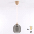 Brilagi - Suspension LED sur câble RETRO GLASS 1xE27/60W/230V Ø 14 cm beige/gris fumé